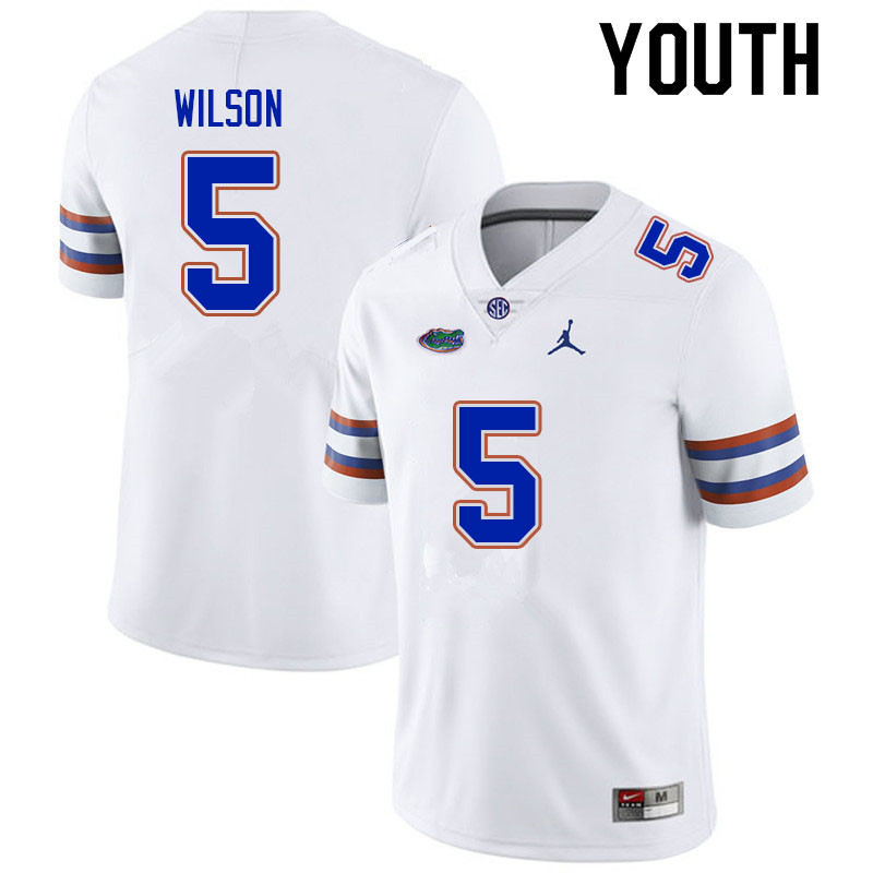 Youth #5 Kamari Wilson Florida Gators College Football Jerseys Sale-White - Click Image to Close